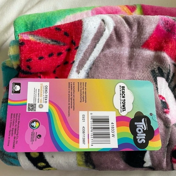 NWT Trolls Colorful Character Beach Towel - Picture 3 of 5